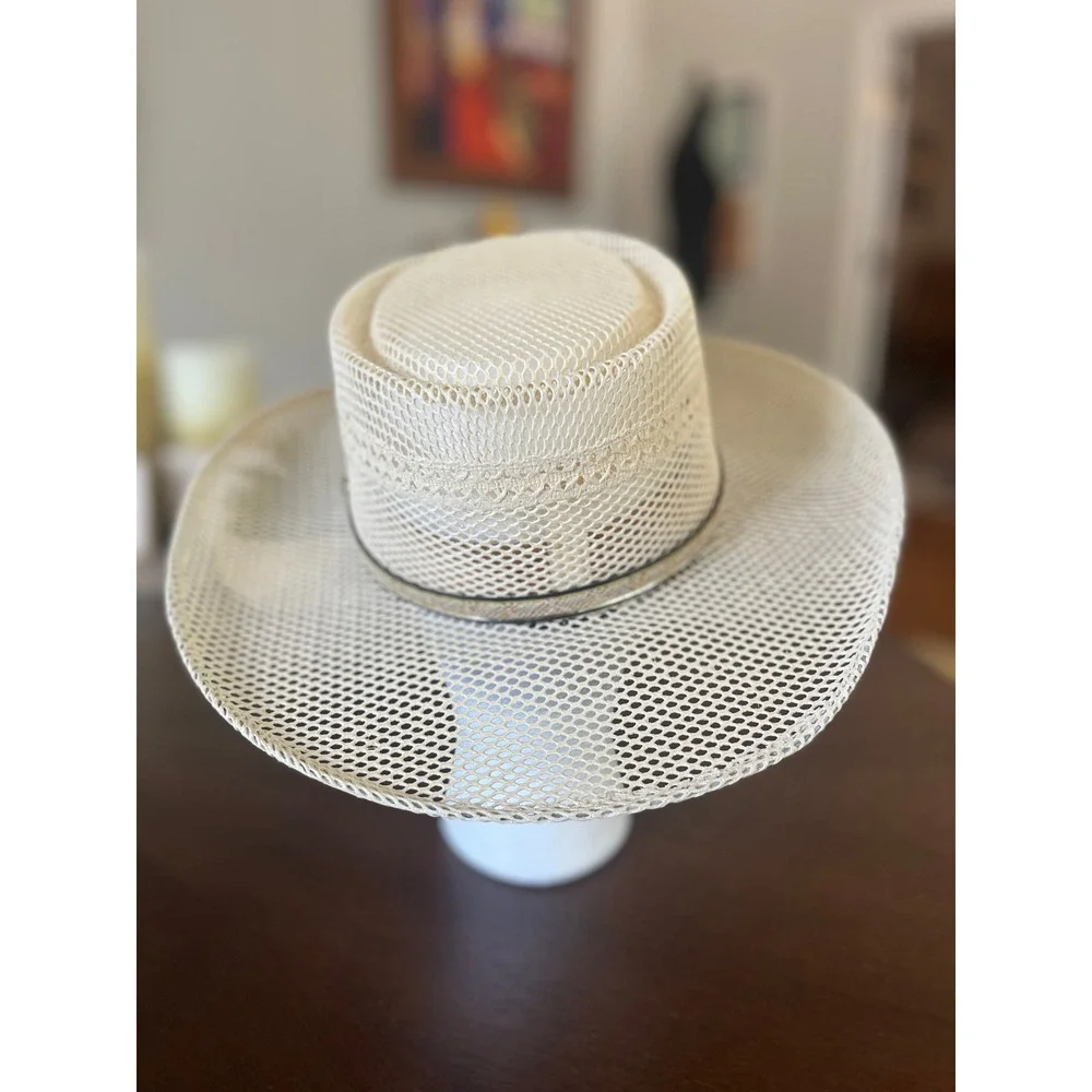 Woven Straw Cowboy Hat Size 55 6 7/8 Ventilated Western Sun Beach Hat Mexico